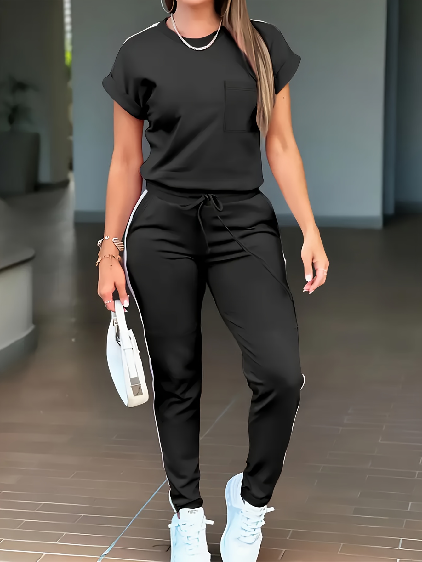 fashionable commuting short sleeve and long pants casual outfit Product details 12