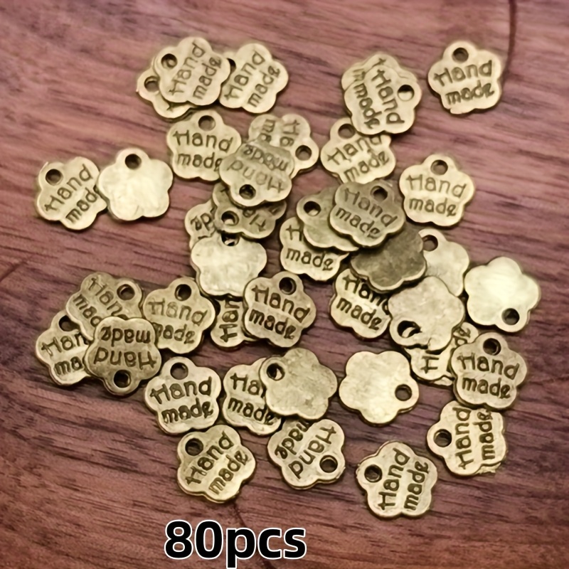 Image of 80pcs Fashionable 'handmade' Small Flower-shaped Charm Pendant, Bohemian Style Jewelry Additions, Handmade Jewelry Making Bracelet Necklace Earring Additions 8mm