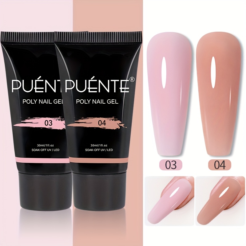 Image of 2pcs Set, 30ml Puente Clear Poly Nail Gel - Hypoallergenic, Fast-drying, Soak-off Led Finger Extensions, Semi-permanent Nail Enhancements, Nail | Clear Nail Gel | Soakoff Gel Nails