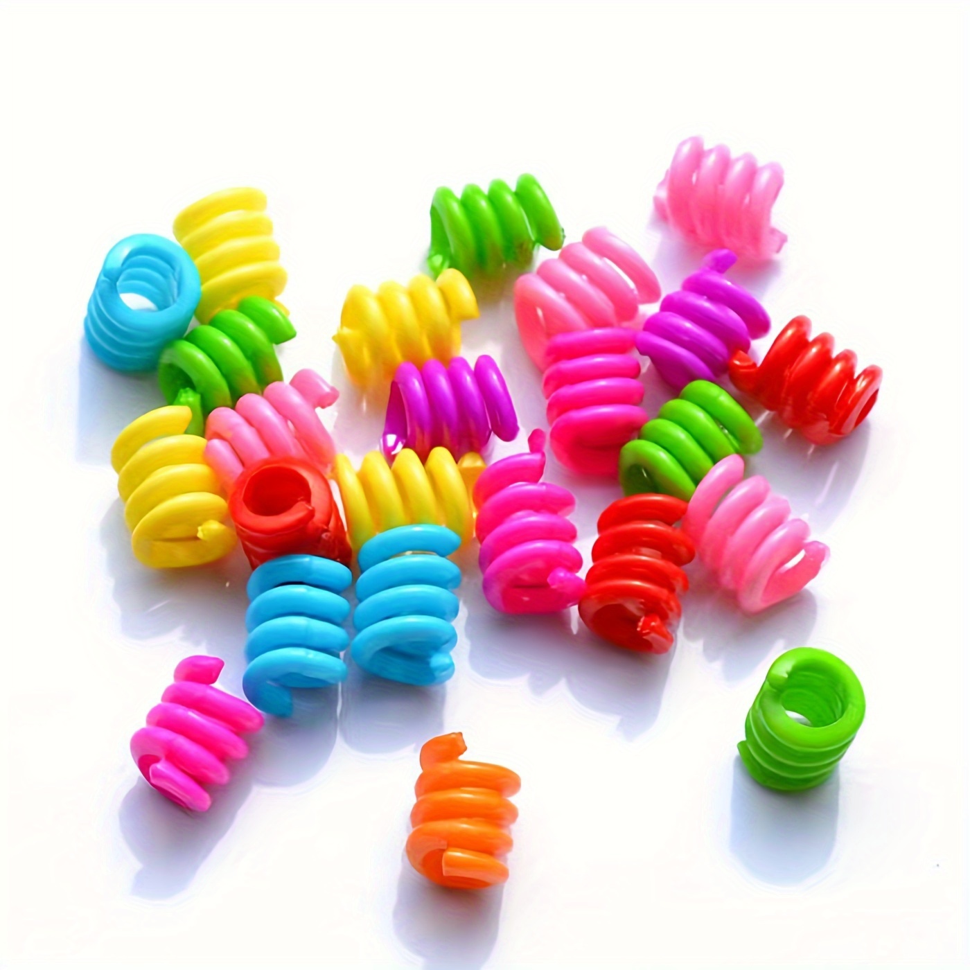TEMU 18mm Long Acrylic Colorful Mixed Mini Braid Decorative Hair Beads Headdress Hair Circle Dreadlocks Making Decorative Supplies, 1 Pack Of 50