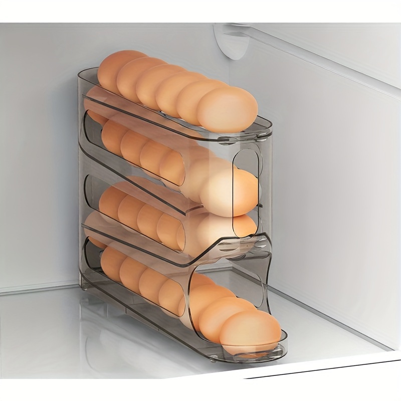 TEMU Tepoode Plastic Egg Storage Holder, Refrigerator Side Door Organizer, Egg Rack Tray, For Refrigerator, Kitchen