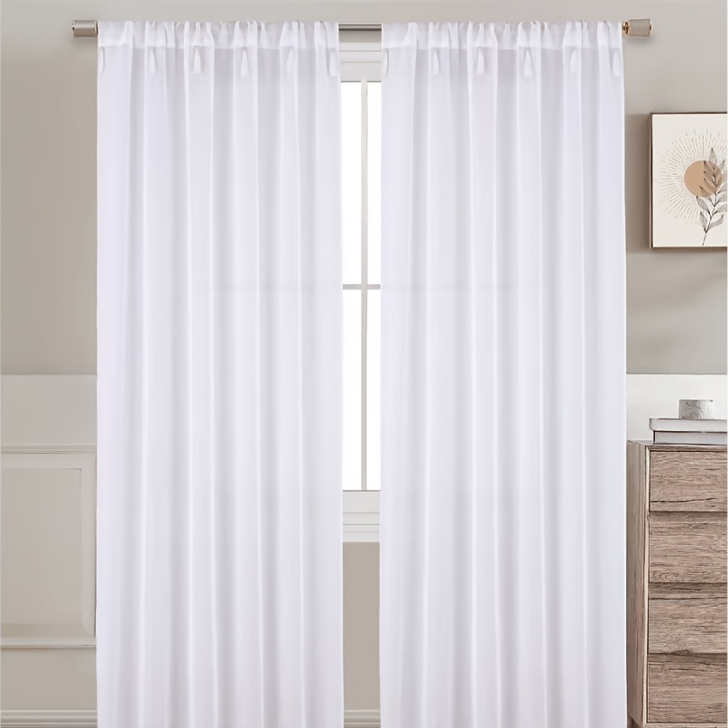 Image of 1pc Solid Color Curtain With Pendant Single Layer , In Colors, Size 140x260, Machine Washable For , Great For Gifting