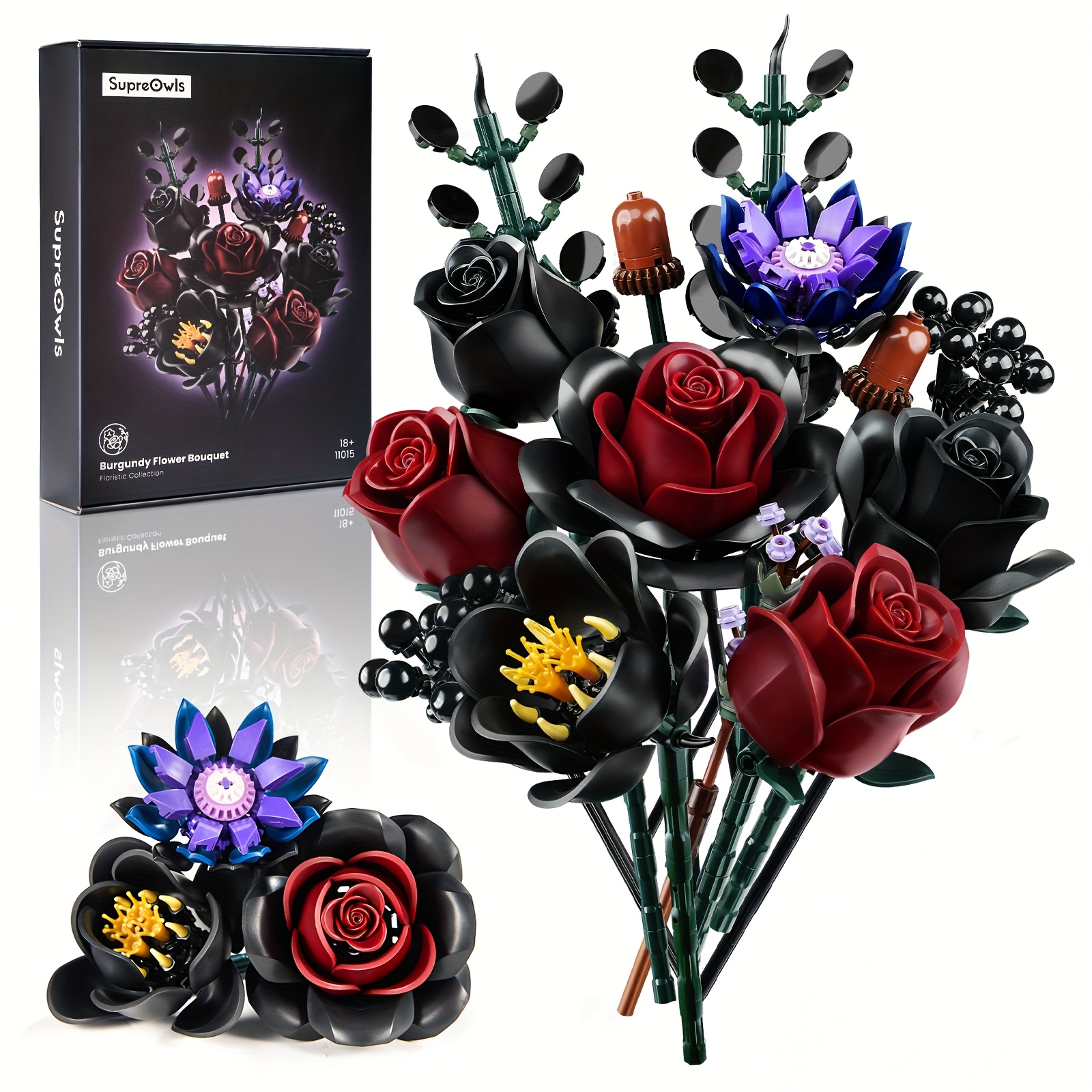 Artificial Red Roses Holiday Decorative Roses And Lilies Suitable For Table Centerpieces Adult Building Block Set Birthday Gift For