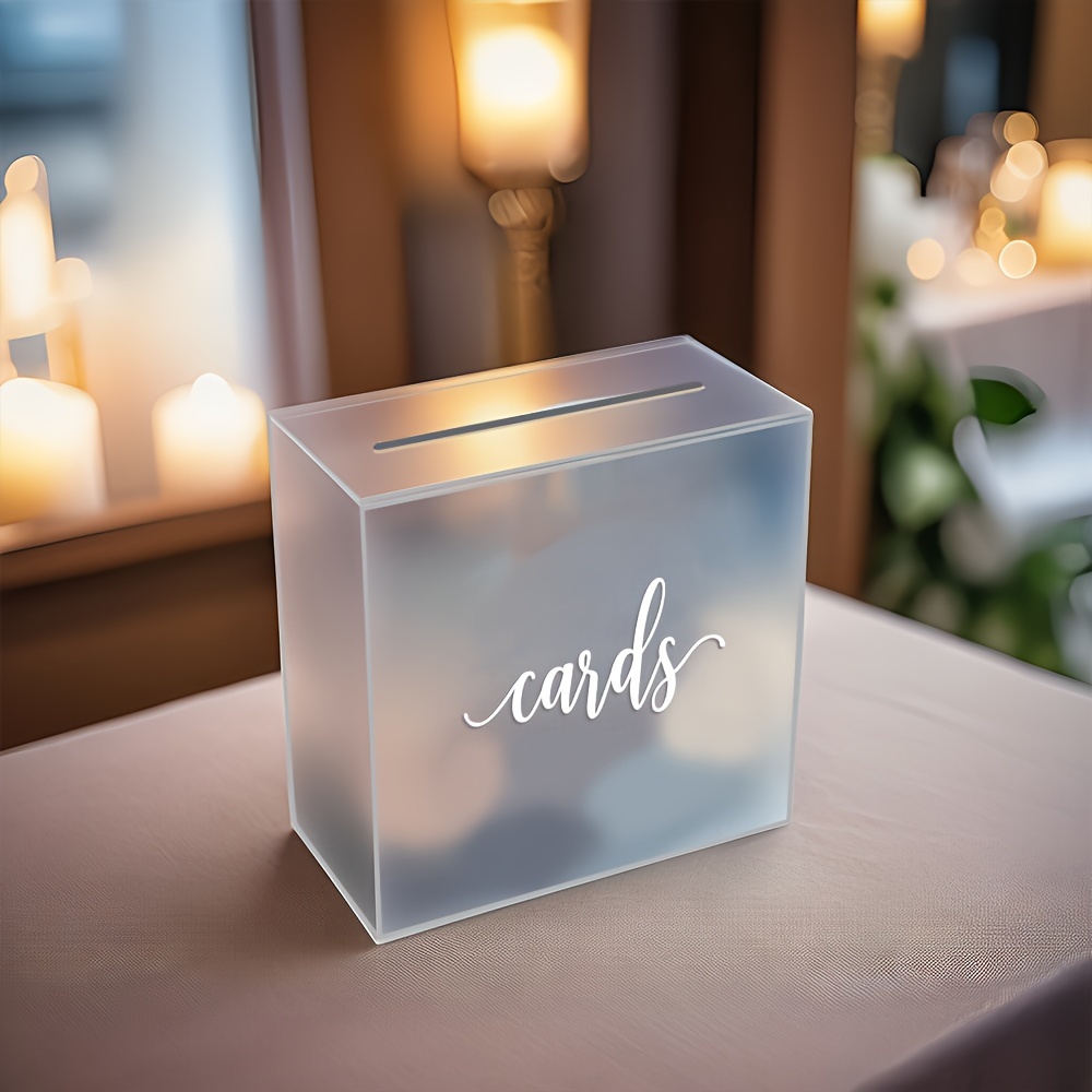 tx brand elegant acrylic card box for weddings birthdays graduations baptisms versatile clear and frosted card holder with slot ideal for gifts keepsakes donations multipurpose event card display no electricity needed