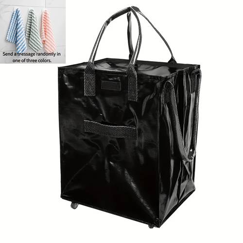 large foldable shopping cart bag with wheels portable collapsible design for shopping camping over 2 capacity 1 cleaning cloth one dishcloth