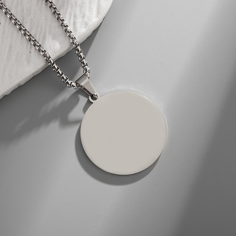 TEMU 1pc Collier Pendentif Rond en Acier Inoxydable Facile et Tendance, Bijou de Mode Décontractée pour Hommes et Femmes, Adapté à un