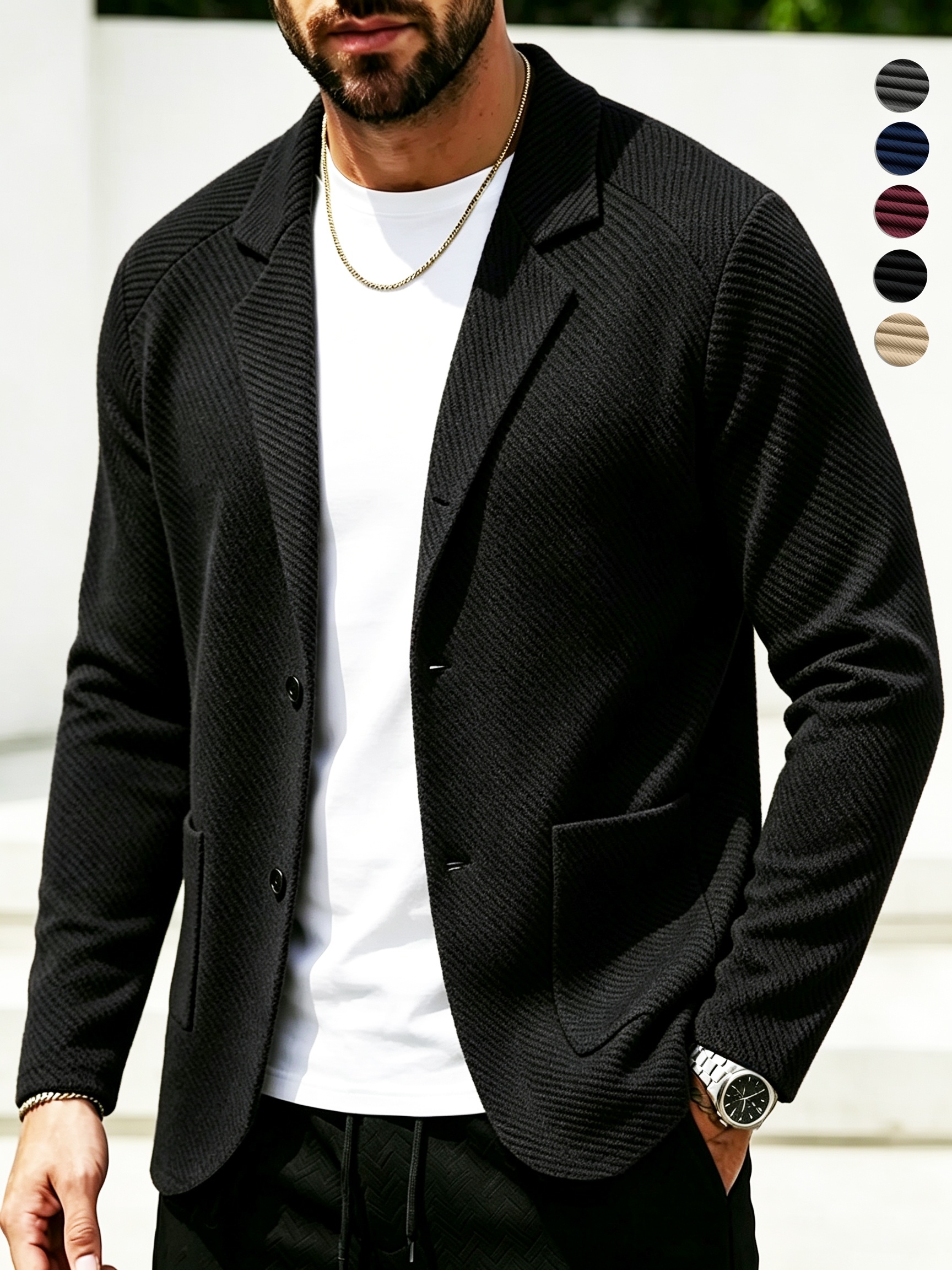 item picture mens autumn winter casual   collar knit sweater jacket cardigan knit twill texture outerwear single button design solid color easy   suitable for casual   and business  