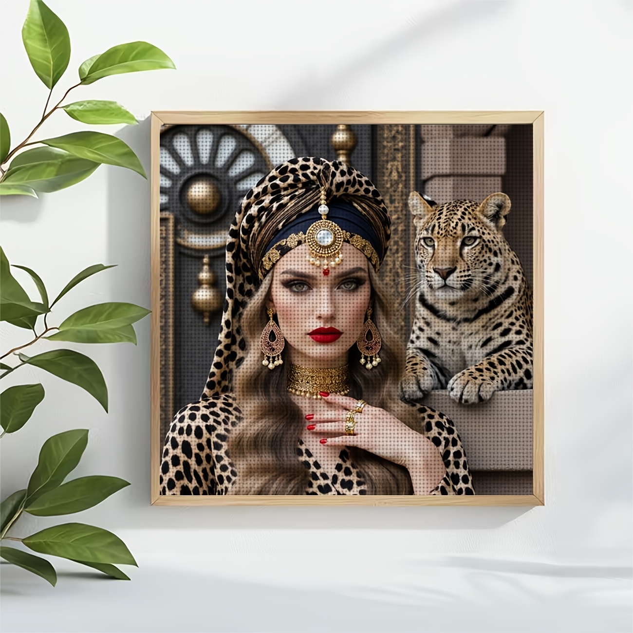 DIY Cross-Stitch Printed Kit, Unframed, "Leopard Print with Leopard" Pattern