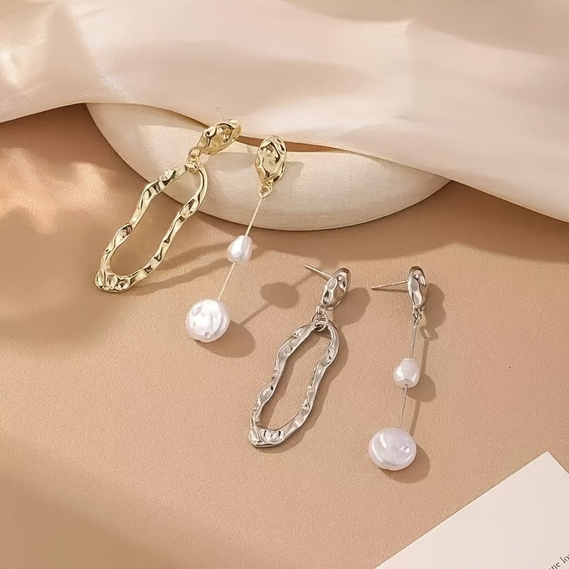 Retro Bohemian Irregular Bead Pendant Earrings, Luxurious Gift