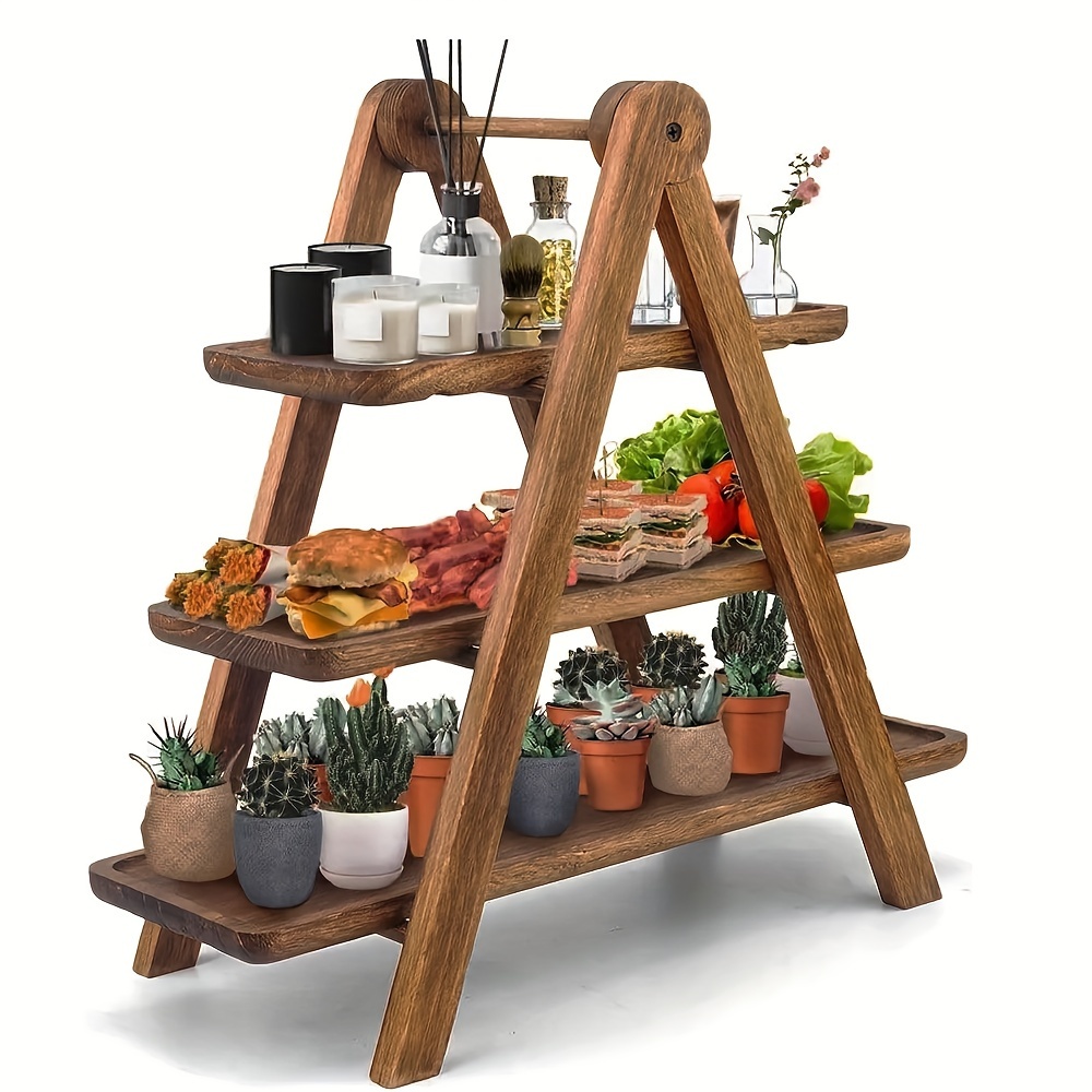 

3-tier Wooden Serving Tray - Desserts, Cakes, Bread, Fruits & Snacks | Ideal For Tea, Parties, Outdoor Events & Gifts