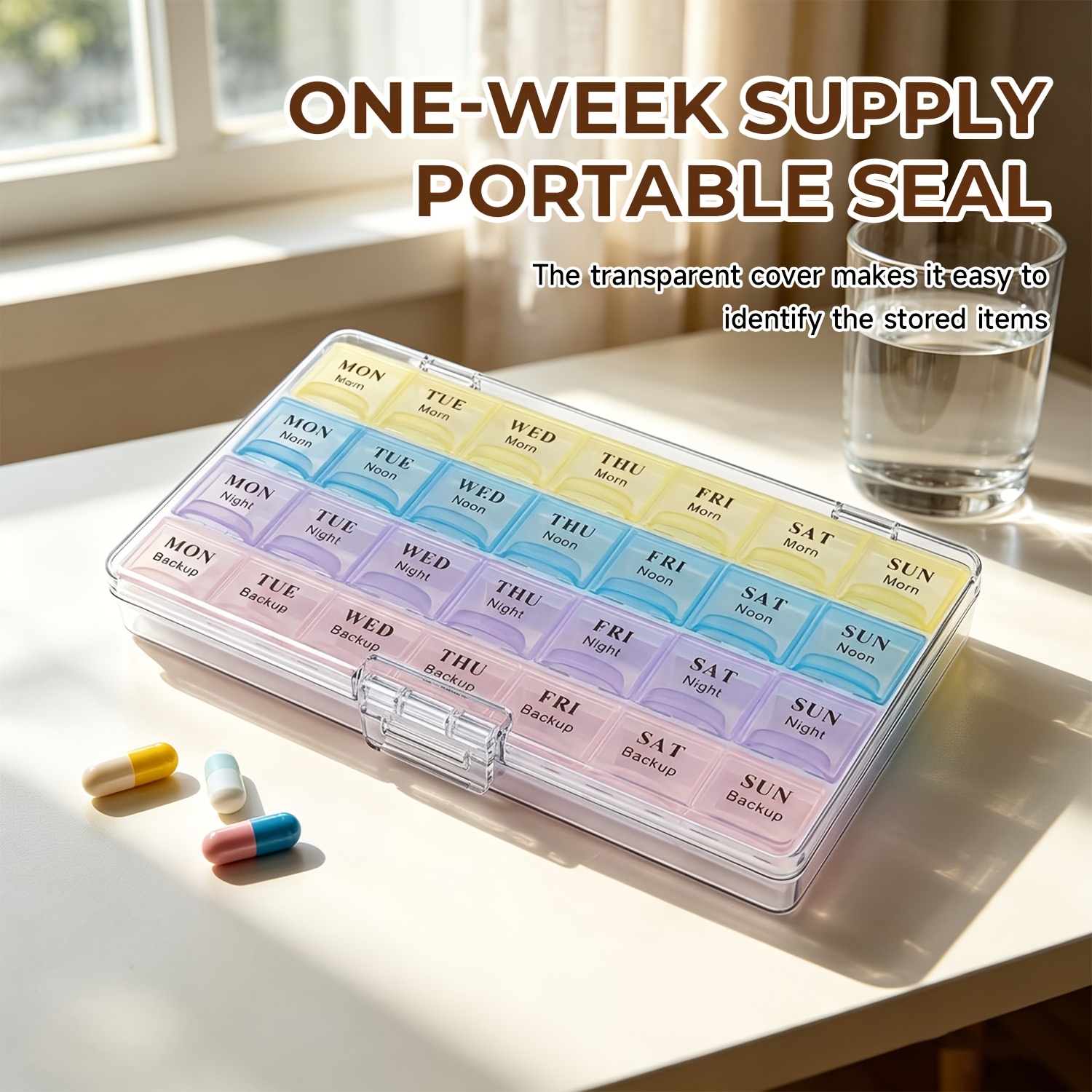 travel pill organizer medicine planner vitamin organizer large compartment to hold vitamins   oil supplements and medication small pill container for pocket purse medicine organizer