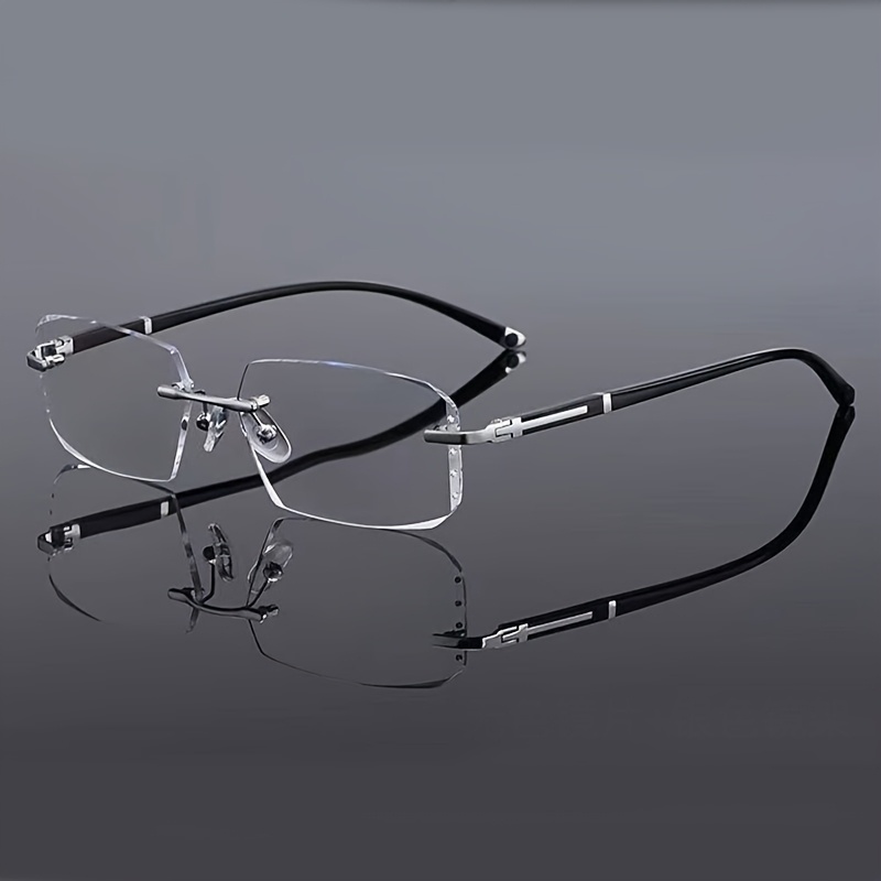Men's Computer Glasses Frameless Square Diamond Cut Edge Fashion Women Glasses