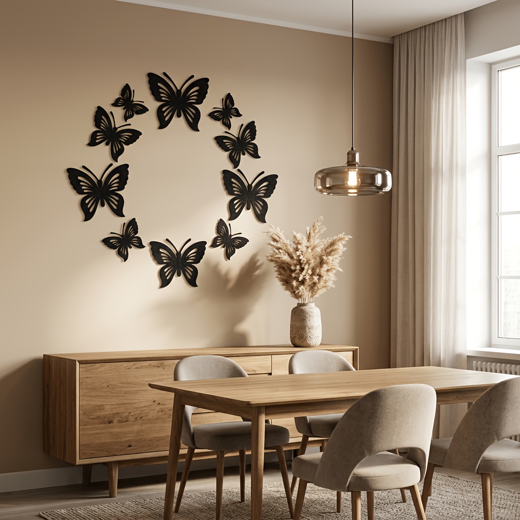 Image of Black Hollow Wall Decor Set, No-drill 3d Wall Stickers, Nordic Modern Easy Living Room Dining Room Bedroom Background Wall Hanging, High Aesthetic Christmas Halloween