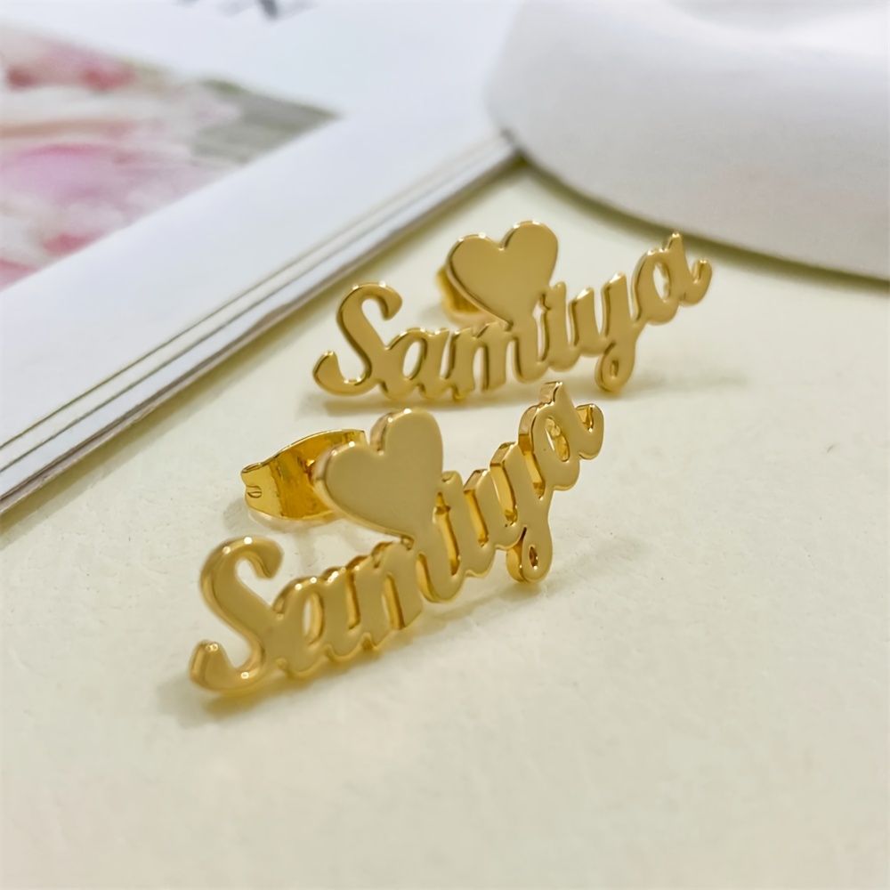 TEMU Customized Love Name Fashion Earrings, Exquisite And Elegant Personality And Romantic, For Mother, Wife, Girlfriend, Daily Versatile Earrings,
