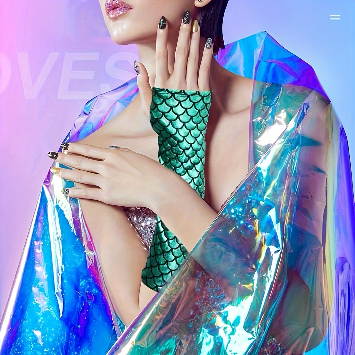 

Women' Gloves, Mermaid Costume Accessories, Color Changing Open Finger Gloves For Halloween Cosplay Stage Performance
