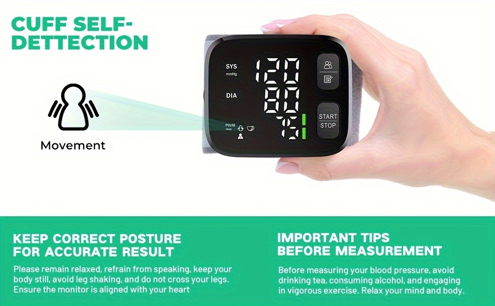 blood pressure machine for adults portable wrist   with led backlit   user memory 240 readings   operation adjustable cuff for fits 4 9 8 5 battery operated battery not included Product details 1