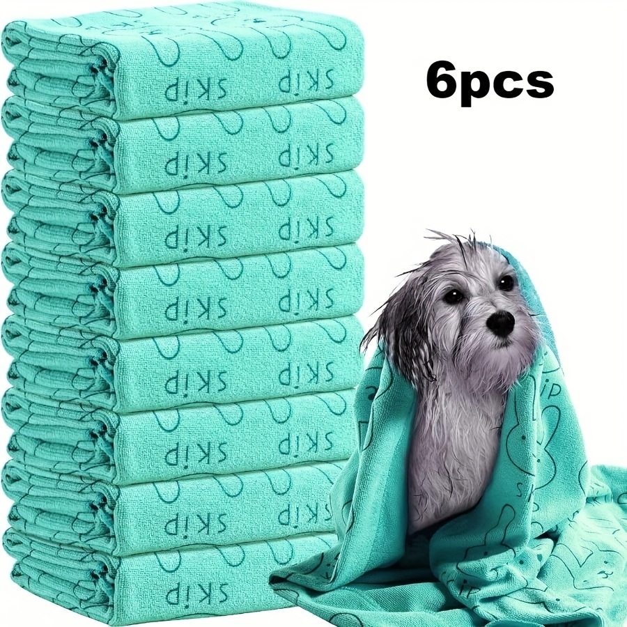 Image of Collection Of 6 Fast-drying Microfiber Towels For Dogs - Ideal For Bathing And Grooming, From Durable Polyester Fiber, Suitable For Small, Medium, And Large Breeds