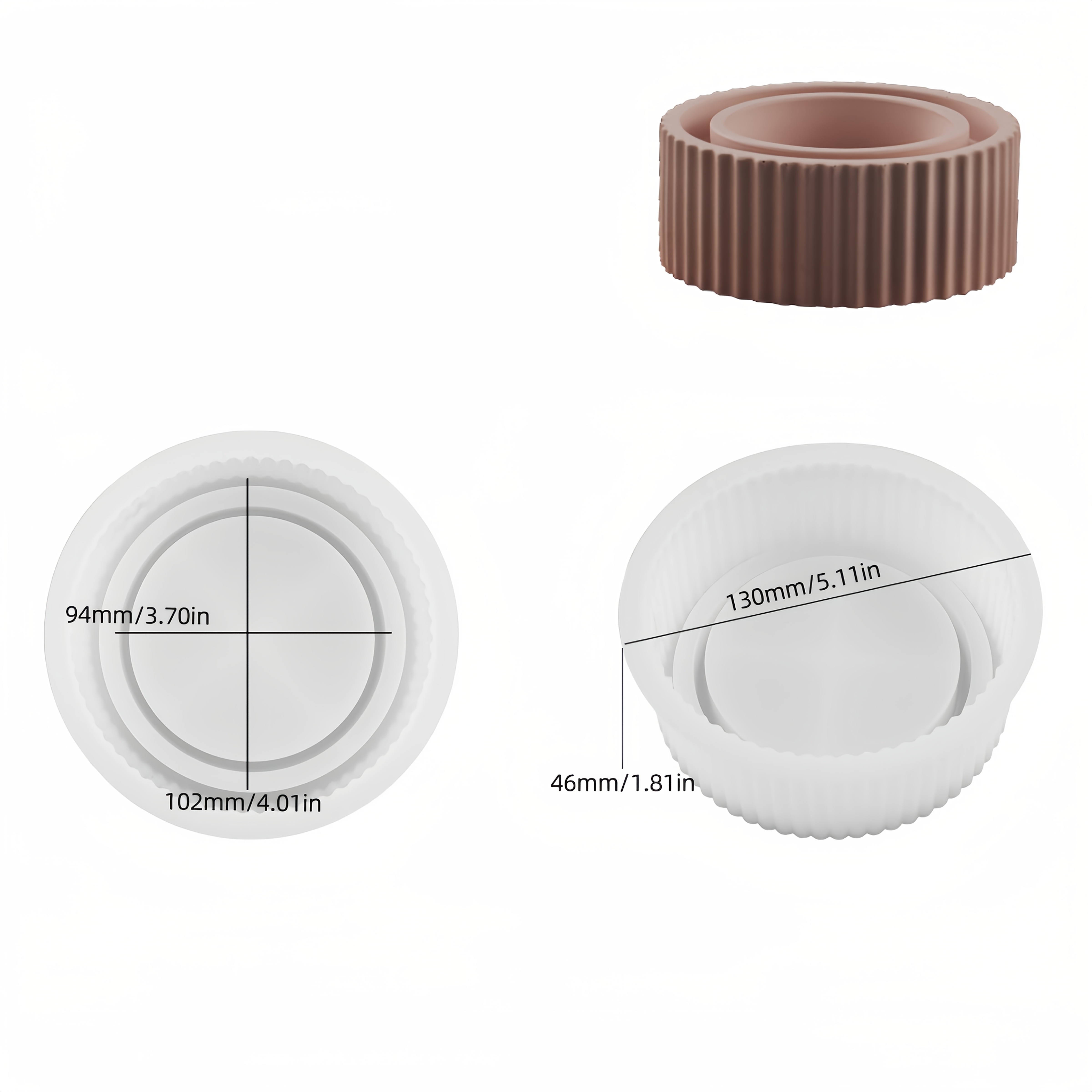 Round Striped Candle Holder Silicone Mold Hurricane Lamp Base Concrete Molds For Epoxy Resin Diy Aromatherapy Making Decor Molds Clay Candle Mold