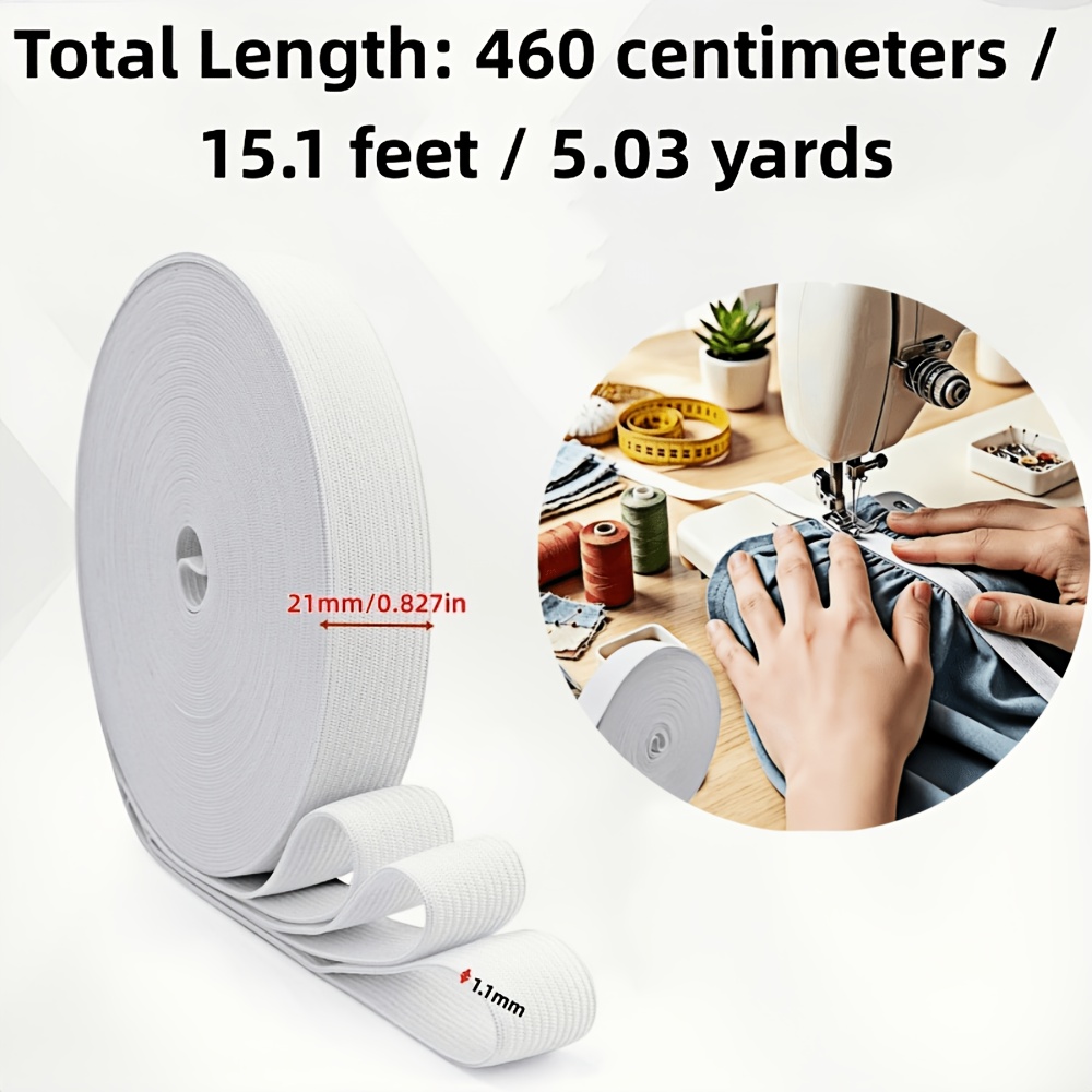 TEMU 1 Roll White Knit Elastic Band Spool, Heavy Duty Sewing Elastic Thread Spool, Flexible High Elasticity For Clothing Belts Masks Pajamas Art