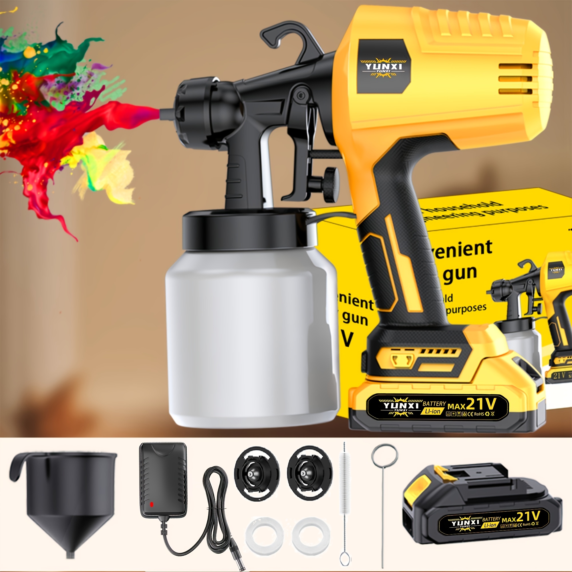 TEMU New 2026 High Voltage Wireless Electric Airless Spray Gun, Rechargeable Lithium Battery, Multiple Spray Modes, Easy To Clean, Suitable For House