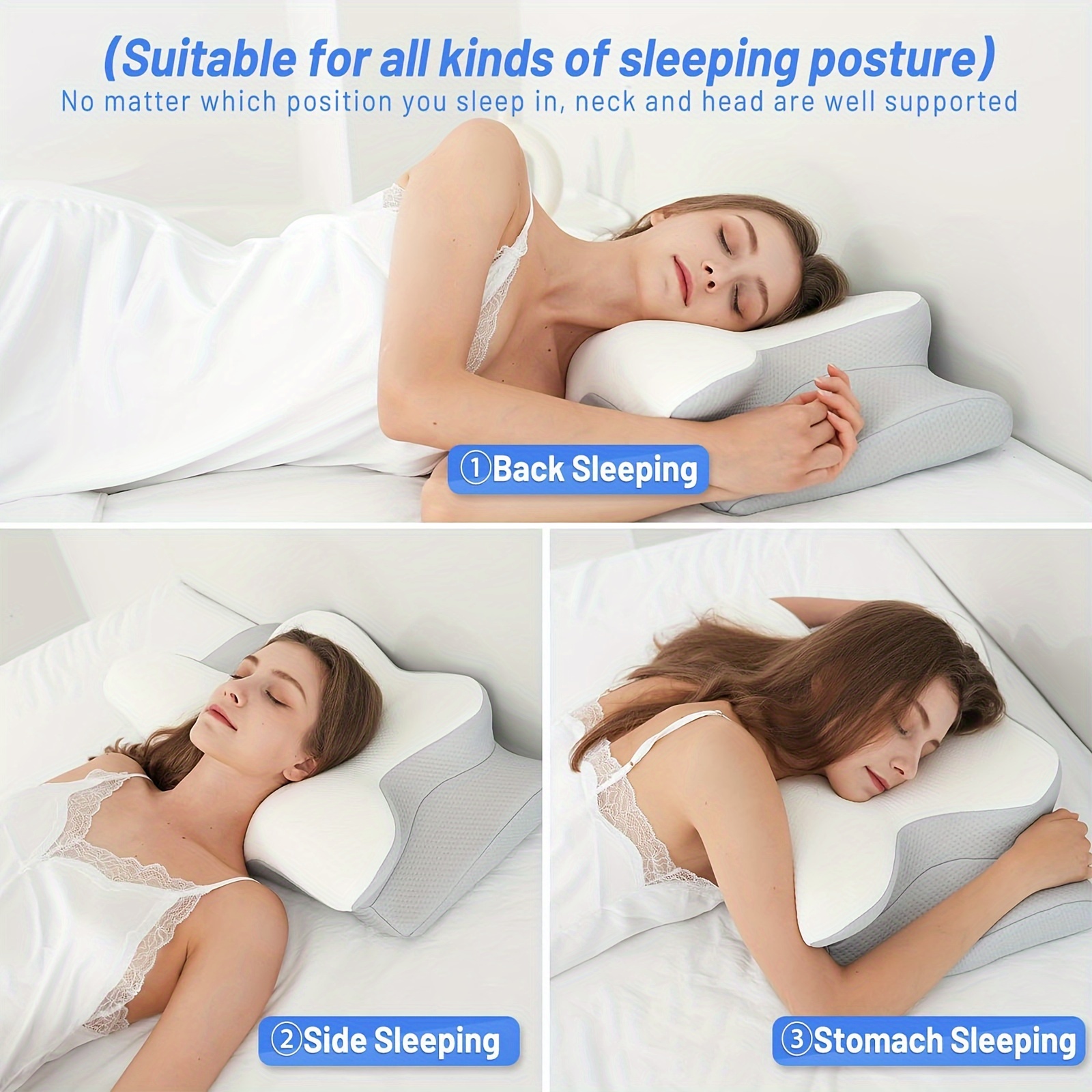1pc Contour Memory Foam Pillow For Sleeping, Orthotic Neck Brace For Neck,  Shoulder And Back Relax, Ergonomic Pillow For Side Sleep, Back Sleep And Tu