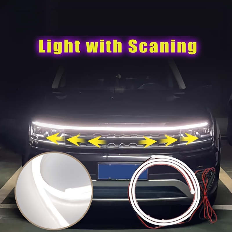 Car Dynamic Scan Start Hood Light Strip External Flexible - Temu
