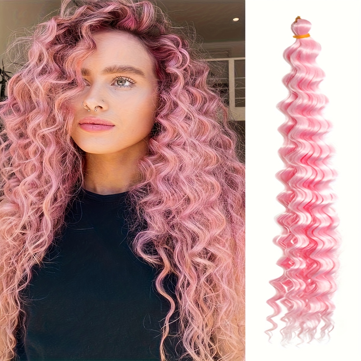 TEMU 22 Zoll Lockige Aquarell Twist Synthetische Zopf Gemischte Farbe Tiefes Zopf Extensions, Regenbogenfarben, Pride Moon
