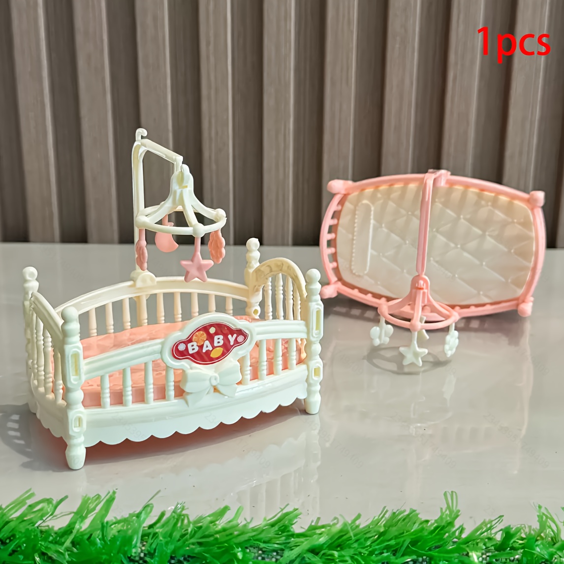 1pc Dollhouse Miniature Cradle Bed, Dollhouse Bedroom Bed Furniture, Desktop Miniature Decor, Miniatures Bedroom, Dollhouse Furniture, Elegant White (decorative Collectibles)