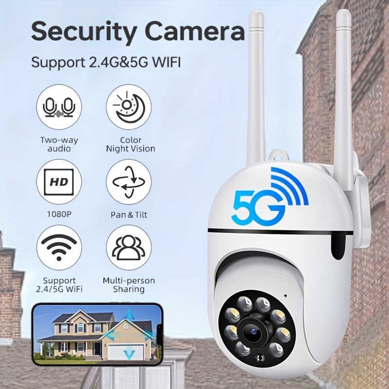 Cámara de vigilancia exterior 1080P WiFi cámara exterior, visión nocturna  IR, detección de personas y ruido