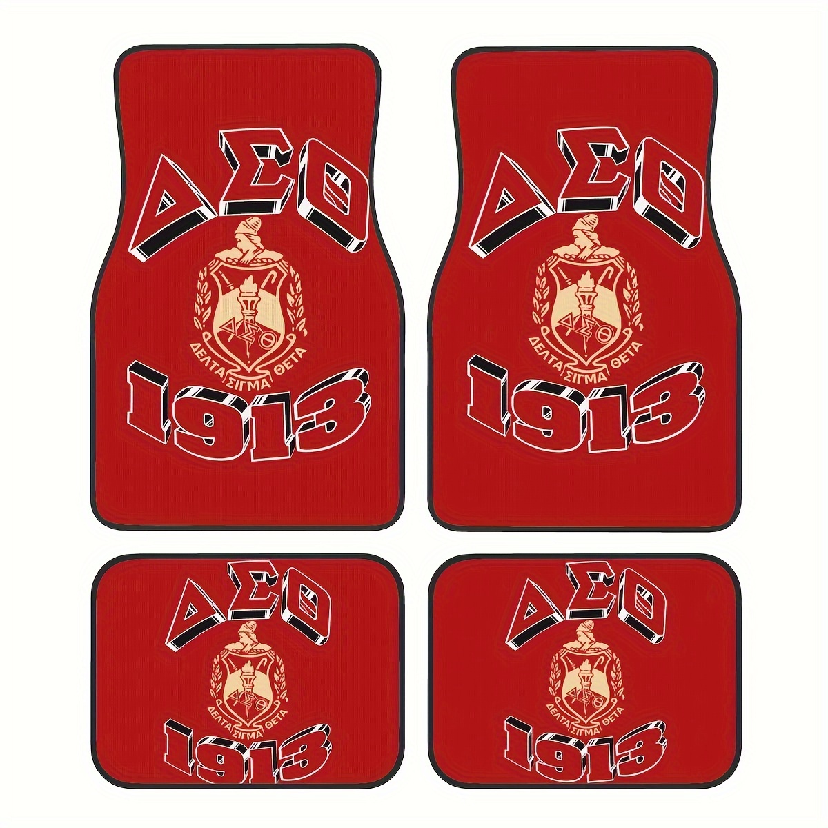 

4pcs - Red 1913 Aeo Pattern Car Floor Mats Set - , , To , And & Rear Auto Accessories For A And