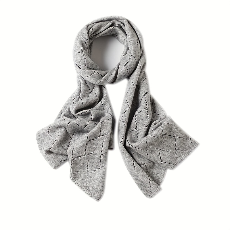 1pc Solid Cashmere Scarf - Thick Hollow-out Warm Winter Scarf, Casual Accessory