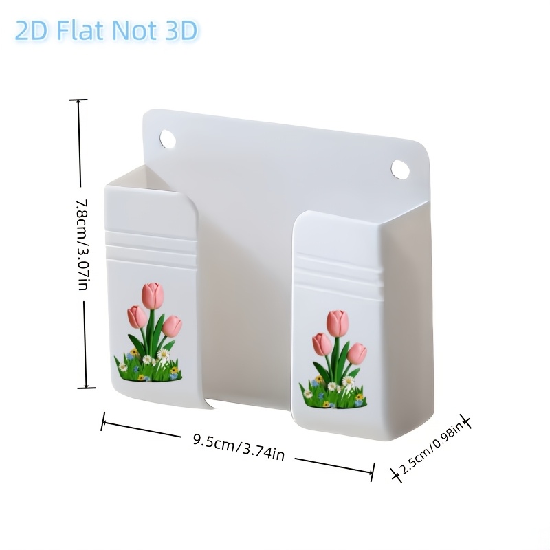 TEMU 1 pièce Présentoir de rangement de cuisine moderne à motif de tulipes avec support pour téléphone, installation facile perçage, support de
