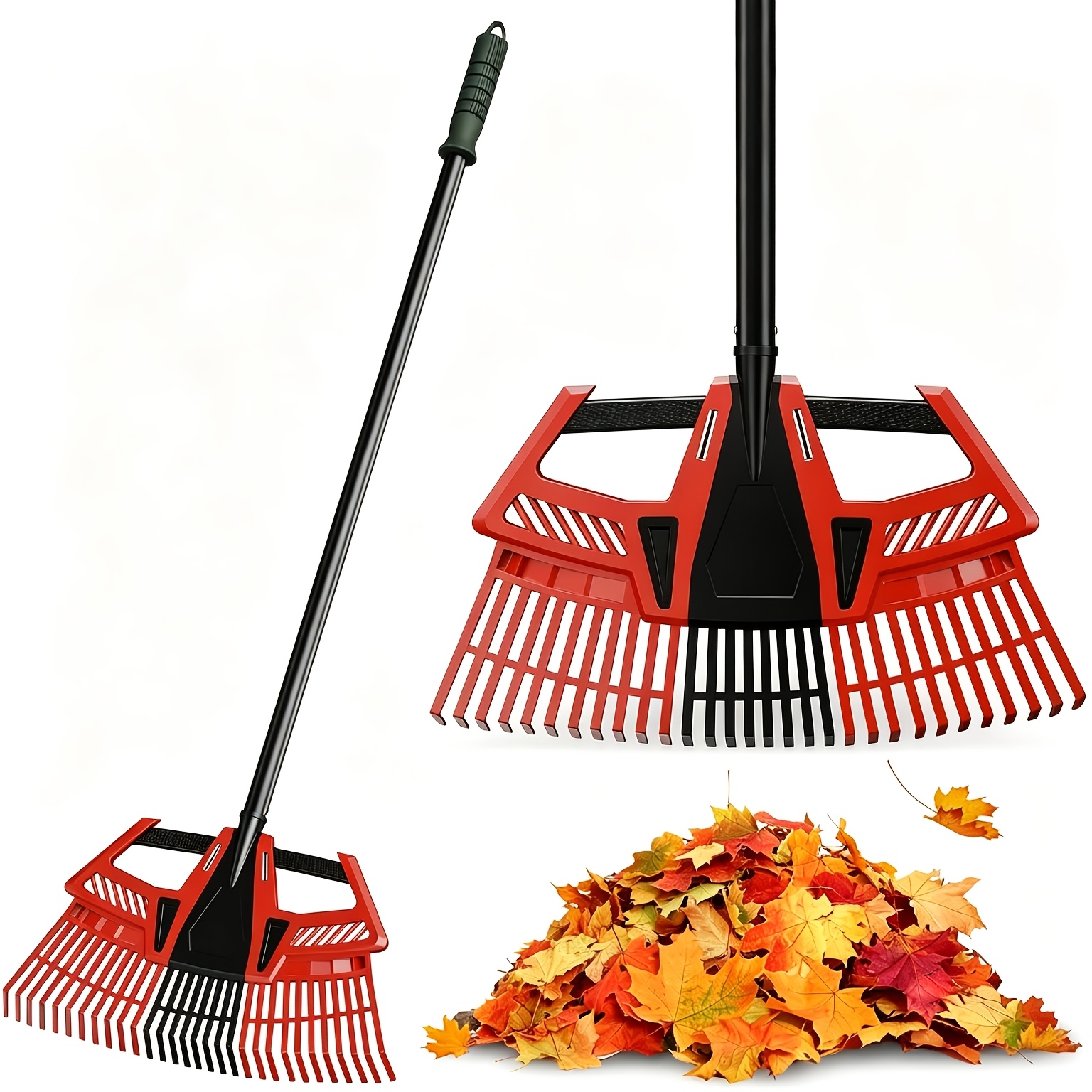 TEMU 3-in-1 Gartenblattrechen, ein Rechen für Blätter, Gras Unkraut, ideal für die Gartenaufräumung zum Räumen großer Flächen von Laub, abgestorbenem