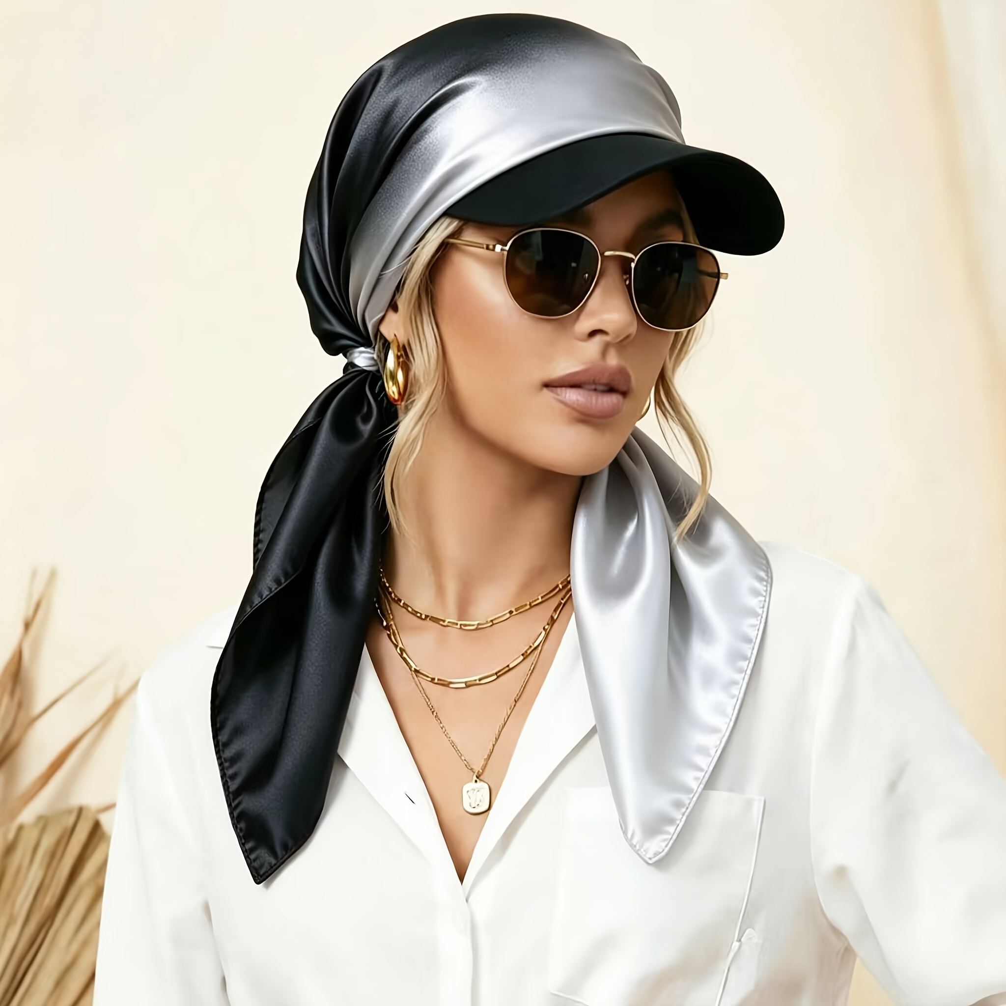 TEMU Adjustable Duckbill Scarf Hat With Paisley Brim & Elastic Tie-strap - Lightweight Outdoor Sun Hat Suitable For Ramadan, Hijab, Casual Wear,