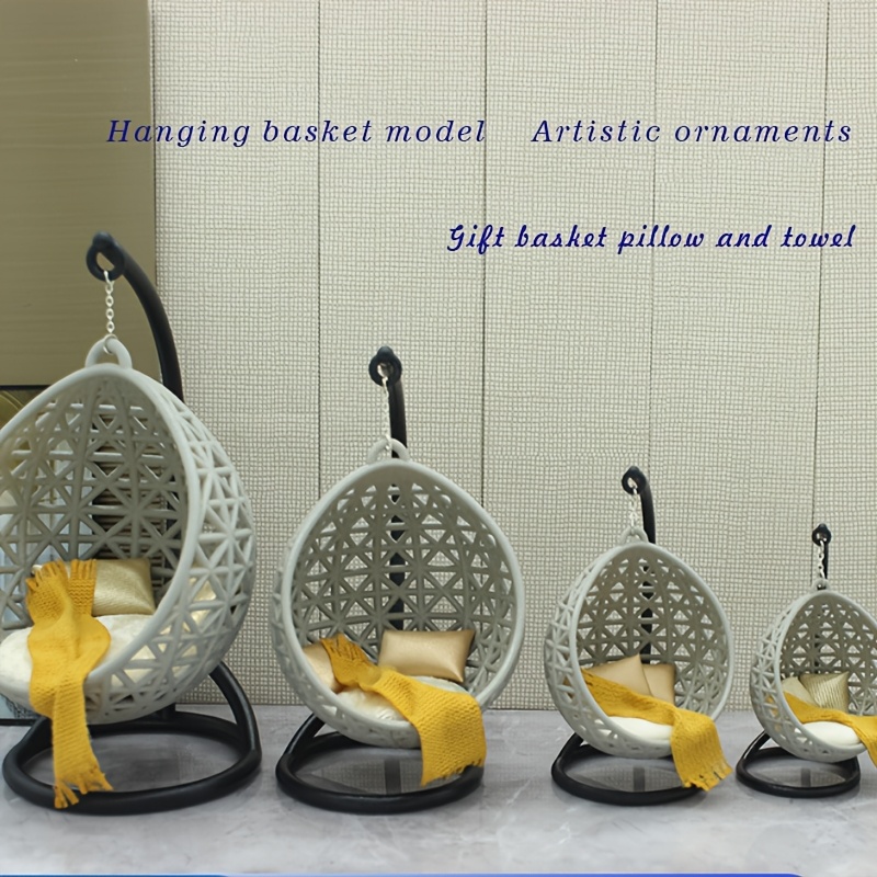 

1pc Mini Hanging Basket Chair Model, 1:12 Scale Diy Dollhouse Chair Accessories, Abs Polymer Resin Mixed Furniture