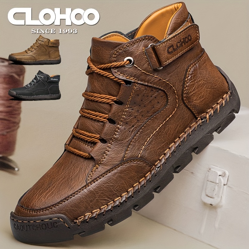 

Clohoo Men's Casual Ankle Boots - Handcrafted Stitching, , Lace-up, Outdoor & Streetwear Shoes