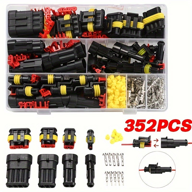 

352pcs Quick Connect Automotive Electrical Connector Kit - Easy Install, Wide Compatibility (1/2/3/4/5/6 Pin) For Various Vehicles Electrical Quick Connector