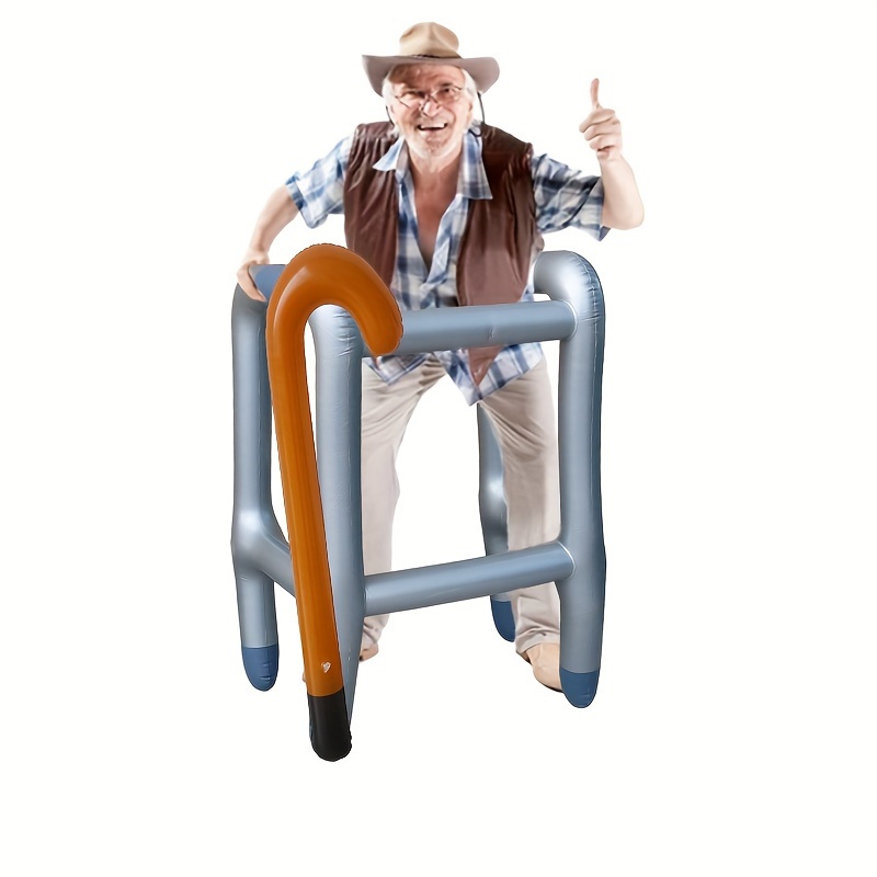 

Set, Inflatable Walker And Cane, Funny Old Age Costume Accessories Dress Up For 100th Day Of School Halloween Retirement Party Decorations