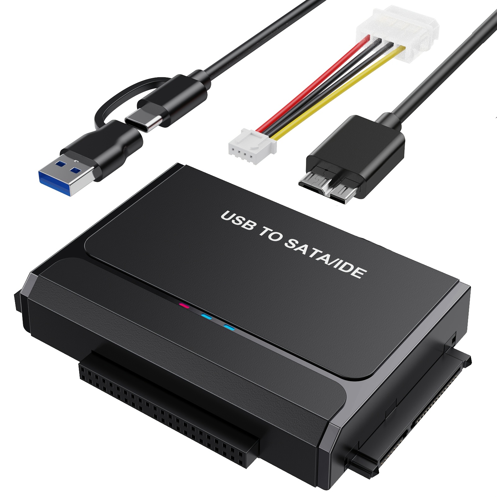 TEMU Adattatore USB 3.0 IDE SATA, Adattatore universale Type C a porta per HDD/SSD, Kit lettore universale per hard disk con connettori USB-C e USB-A