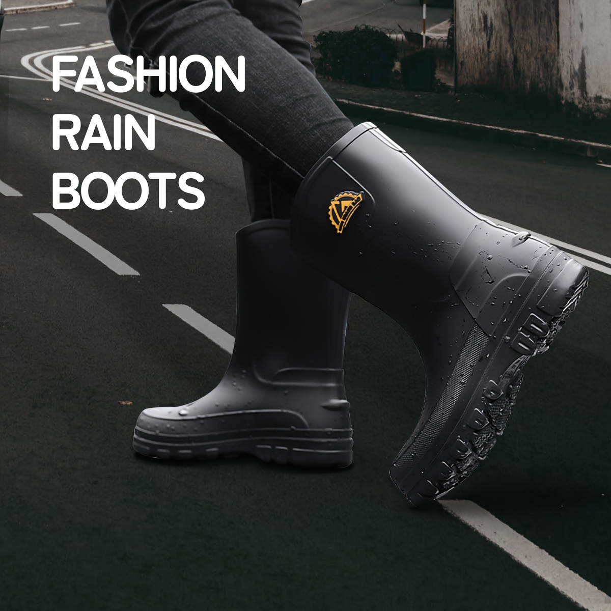 Style Rainboot Men Fashion High Rain Boots For Men Trendy Denim