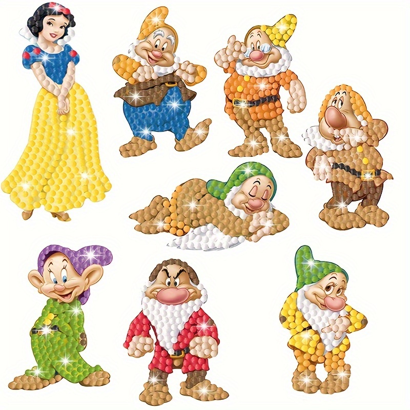 

8pcs Disney 5d Diy Diamond Art Painting Stickers Snow White Art Kit For Beginners Mosaic Stickers Press By Number Kit Crafts Kit