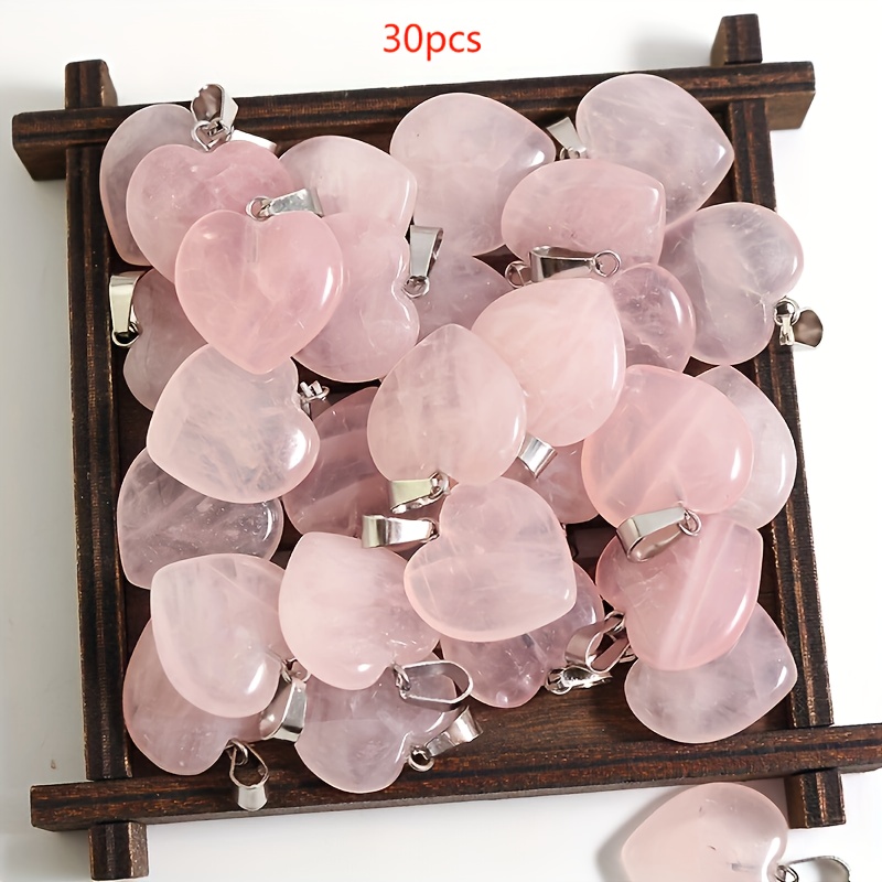 TEMU 10/20/30pcs Quartz Crystal Heart Stone Pendants For Necklace Jewelry Making