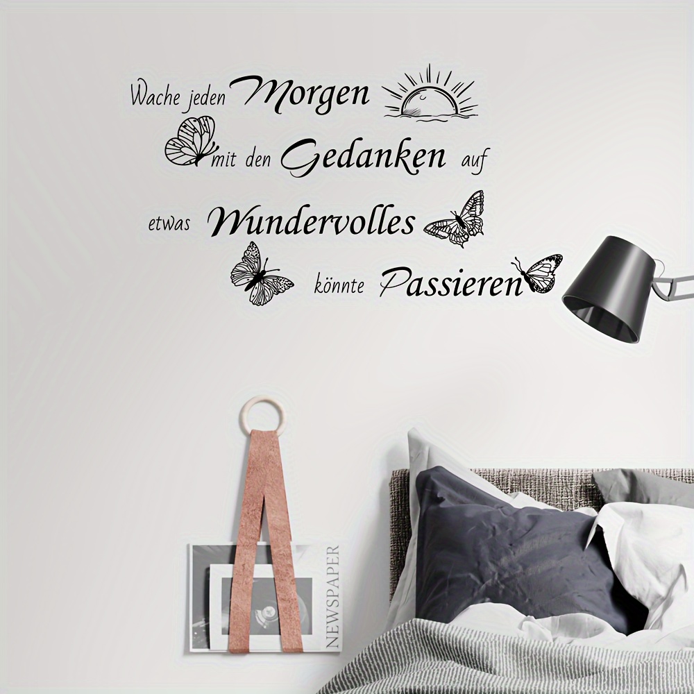 Image of A Vinyl Wall Sticker Featuring A German Inspirational Quote, Suitable For Decorating The Bedroom, Living Room, Study, Or As A Removable Wall Art For The Sofa Background