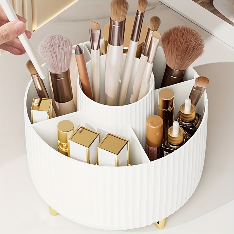 

1pc Rotatable Makeup Storage Box, Rotating Makeup Brush Storage Holder, Dresser Desktop Lipstick Eyeshadow Pencil Holder, Divider Finishing Storage Bucket