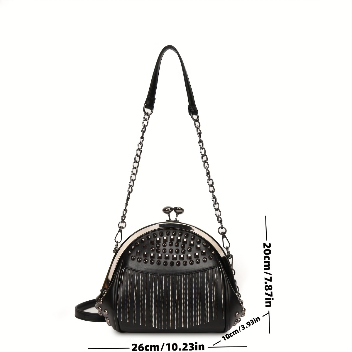 Classic Versatile Shoulder Bag with Rivet Tassel Design
