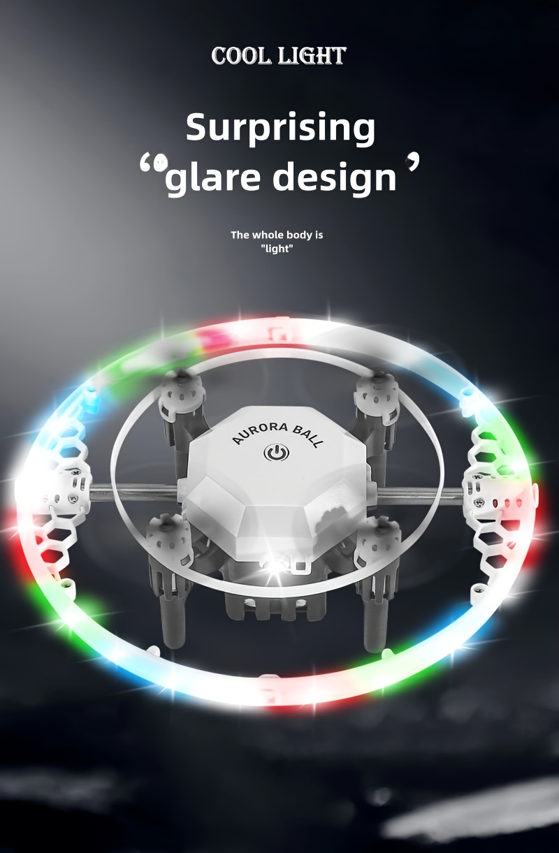 2.4G RC Mini Drone, Includes 2 Batteries, 360° Aurora Sphere Stunt Flips, Dazzling LED Lights, Auto-hover Altitude Hold, Headless Mode, One-key Takeoff/landing. Perfect Beginner-friendly Toy Or Gift.