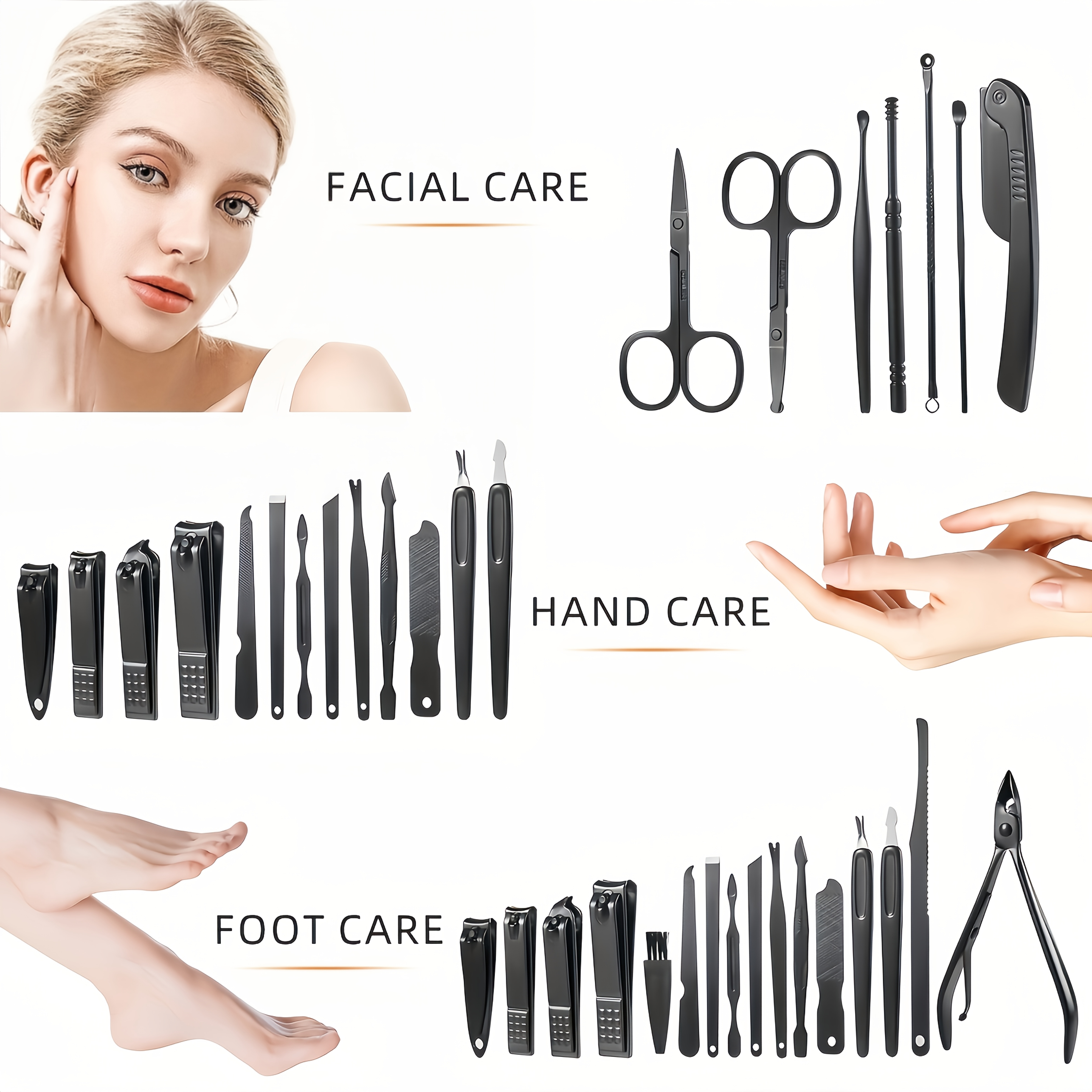 7 16 24 brown series nail care set stainless and trimming tools with a portable and elegant storage box suitable for hand and face care an essential travel nail care kit Product details 5