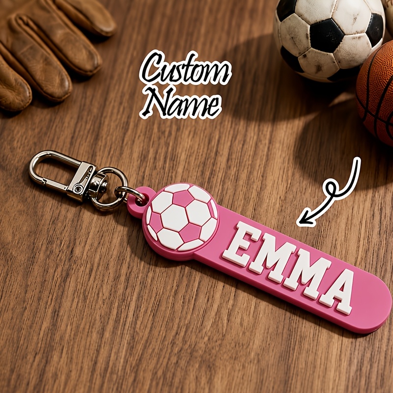 Customized Soccer Keychain, Personalized Name & Number Tag