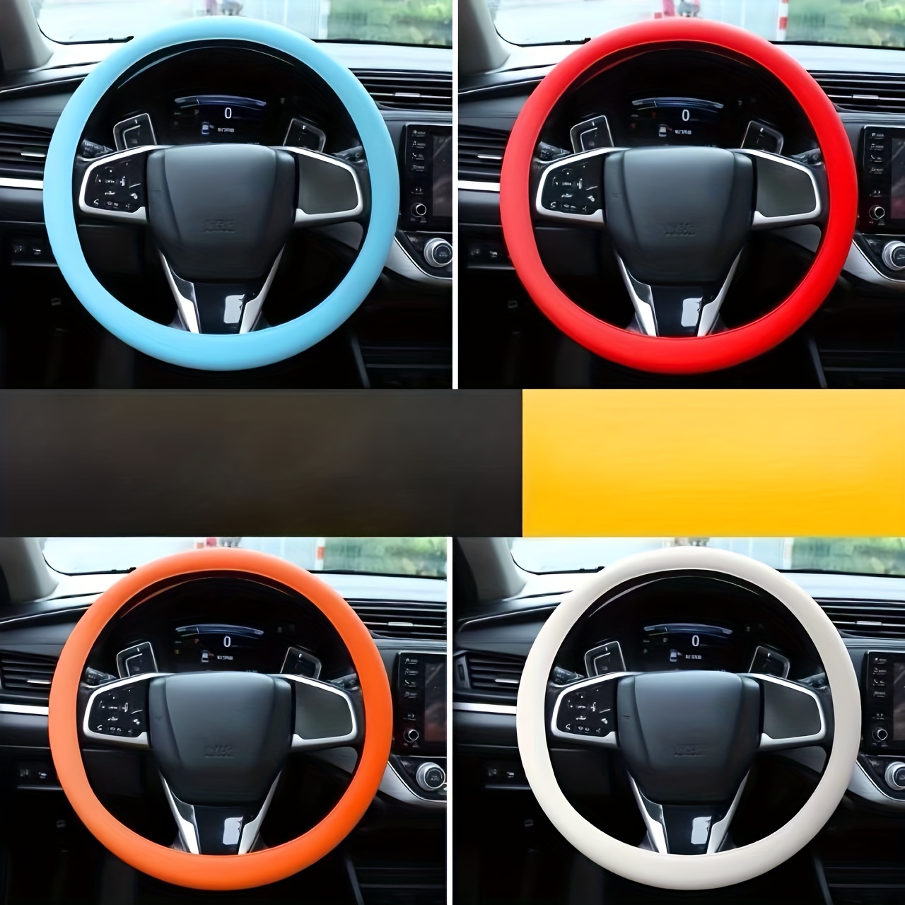 

Universal Fit Silicone Steering Wheel Cover, Anti-slip Stretchable Steering Wheel Protector, Elastic Grip Car Accessory For Most Vehicles