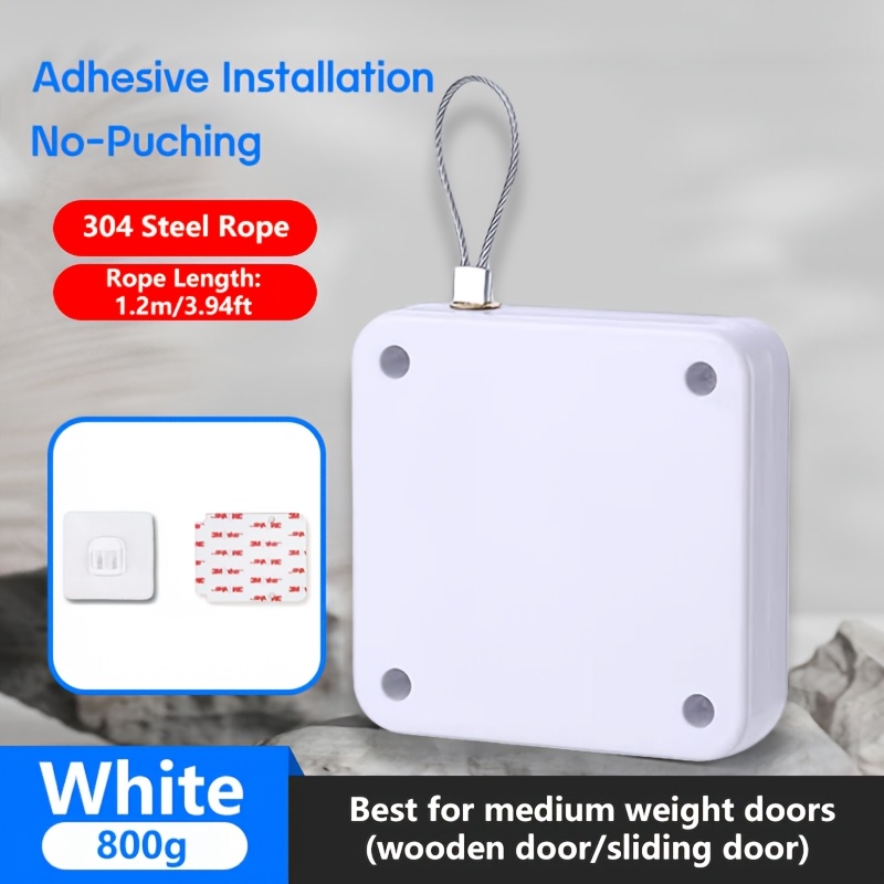 Easy-install Automatic Door Closer With Adjustable Strength, Punch-free Quiet Sliding Screen Auto Door Closer With Drawstring For Bathroom, Bedroom, Home, Office